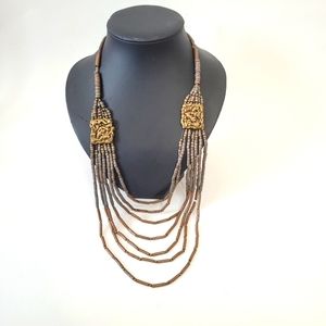 Vintage large beaded copper necklace
